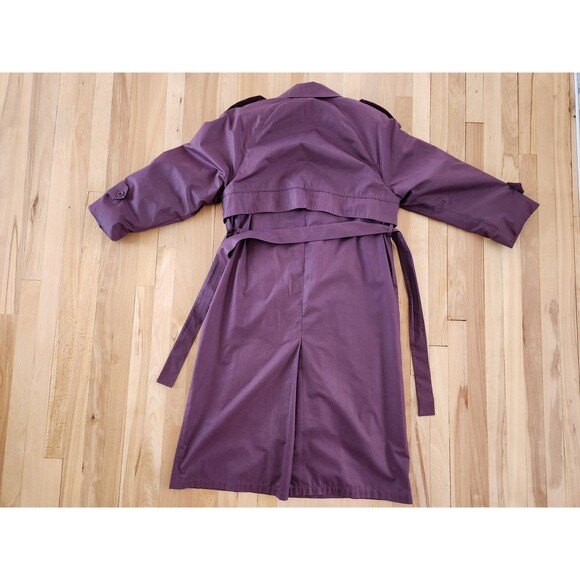 Vintage London Fog 8 Reg Plum 2-in-1 Zip Out Liner Trench Coat Wamsutta - Picture 12 of 12